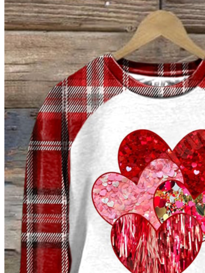 Heart Print Long Sleeve Sweatshirt