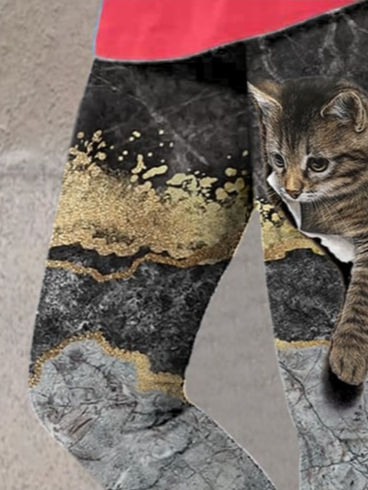 Cat Print Casual Leggings