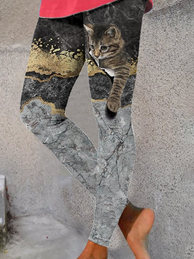 Cat Print Casual Leggings