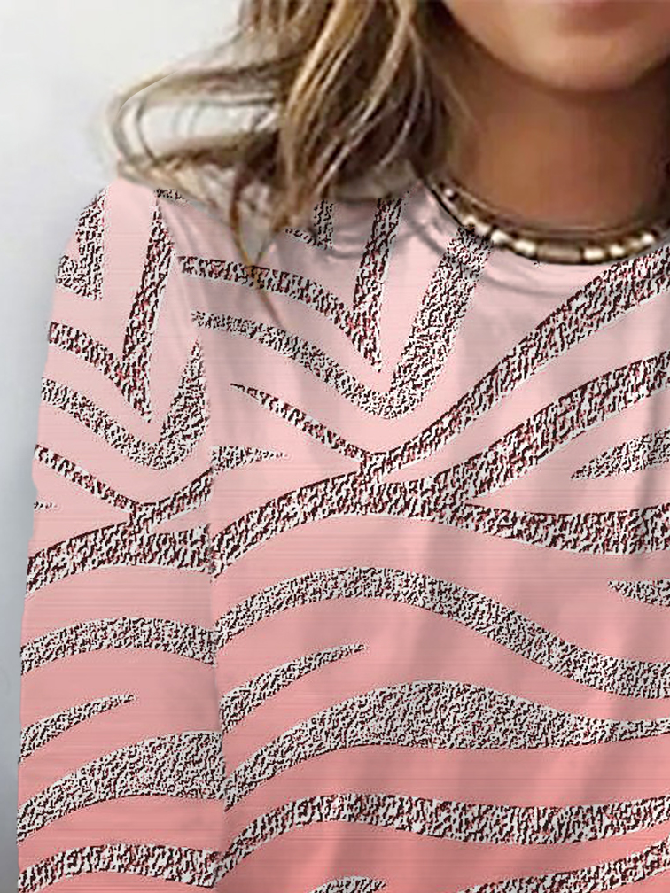 Geometric Print Long Sleeve Crew Neck T-shirt