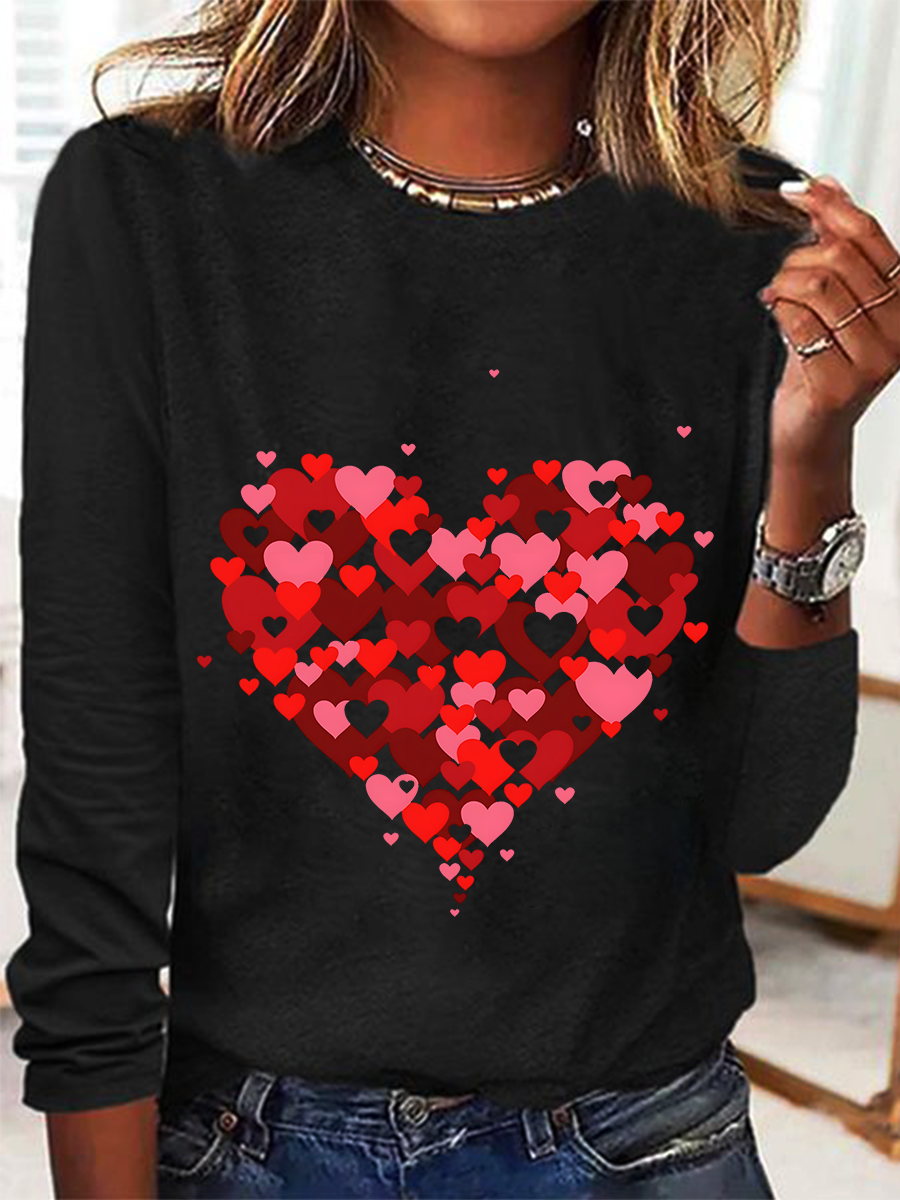 Heart Valentines Day Casual Long Sleeve Shirt