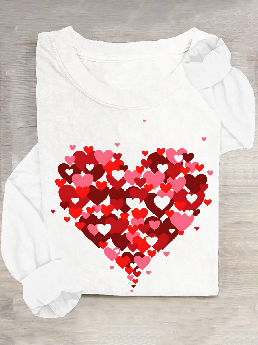 Heart Valentines Day Casual Long Sleeve Shirt