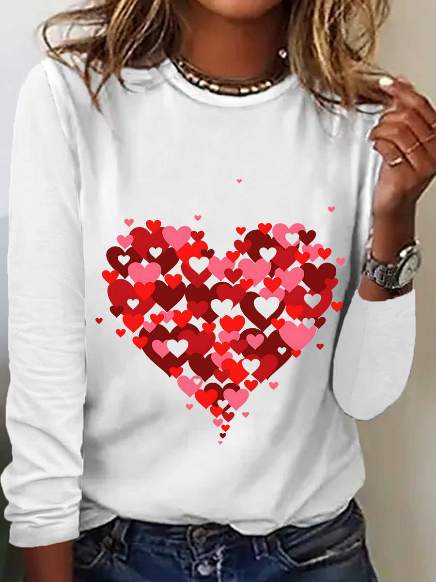 Heart Valentines Day Casual Long Sleeve Shirt