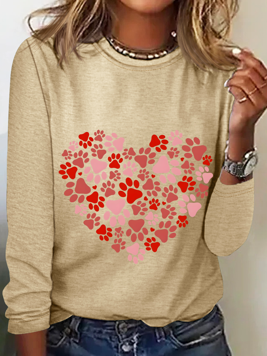 Paw Heart Casual Long Sleeve Shirt