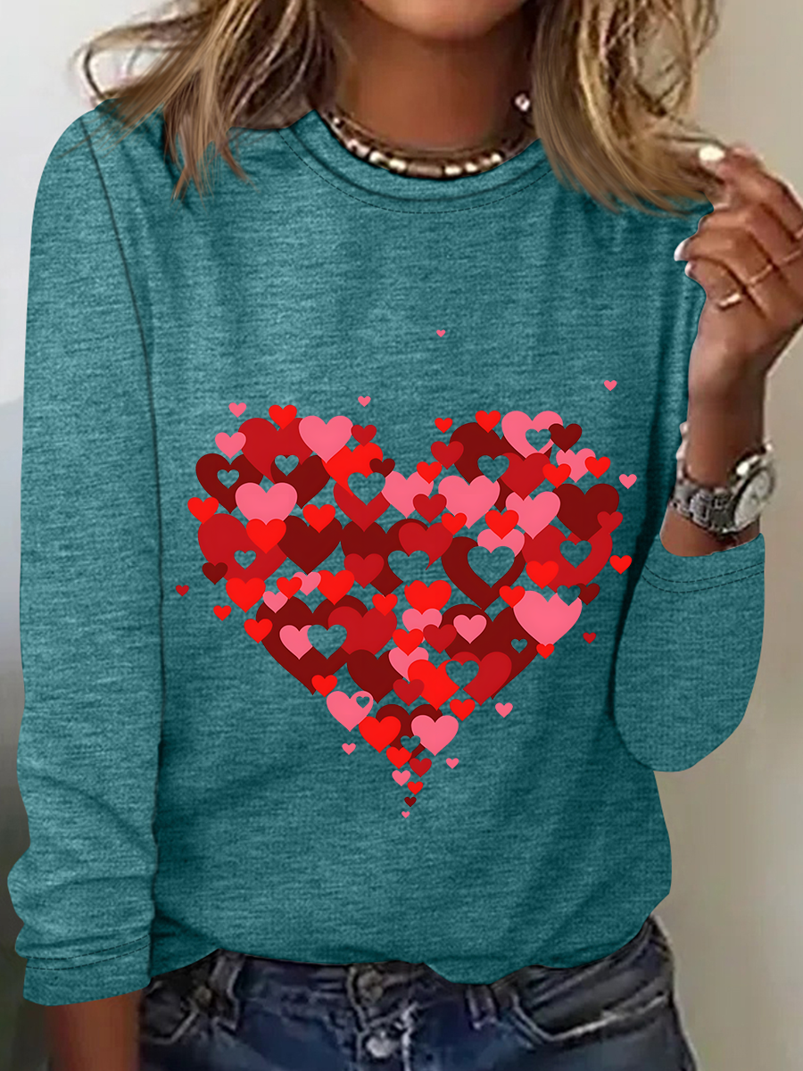 Heart Valentines Day Casual Long Sleeve Shirt