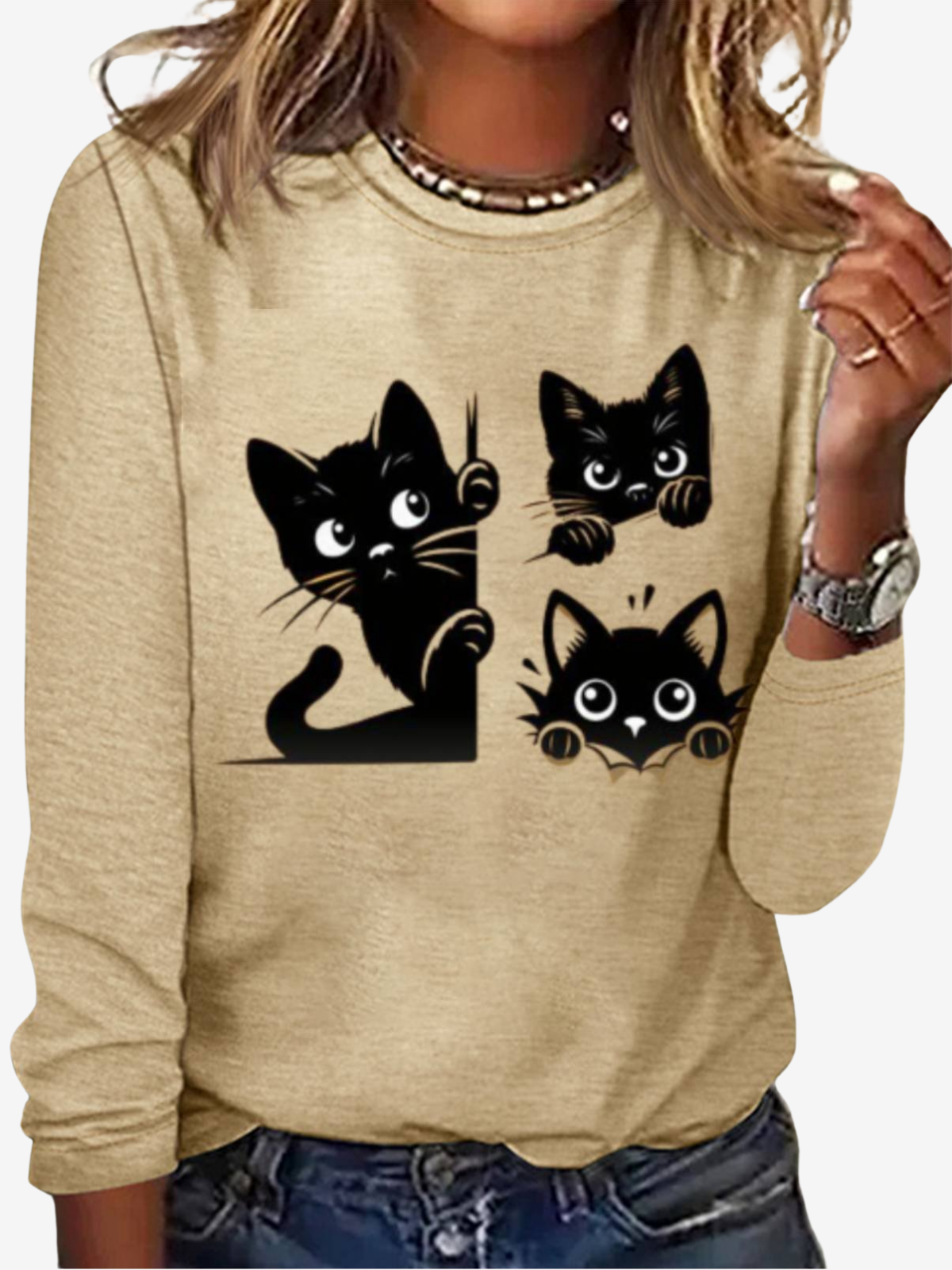 Cat Print Casual T-Shirt