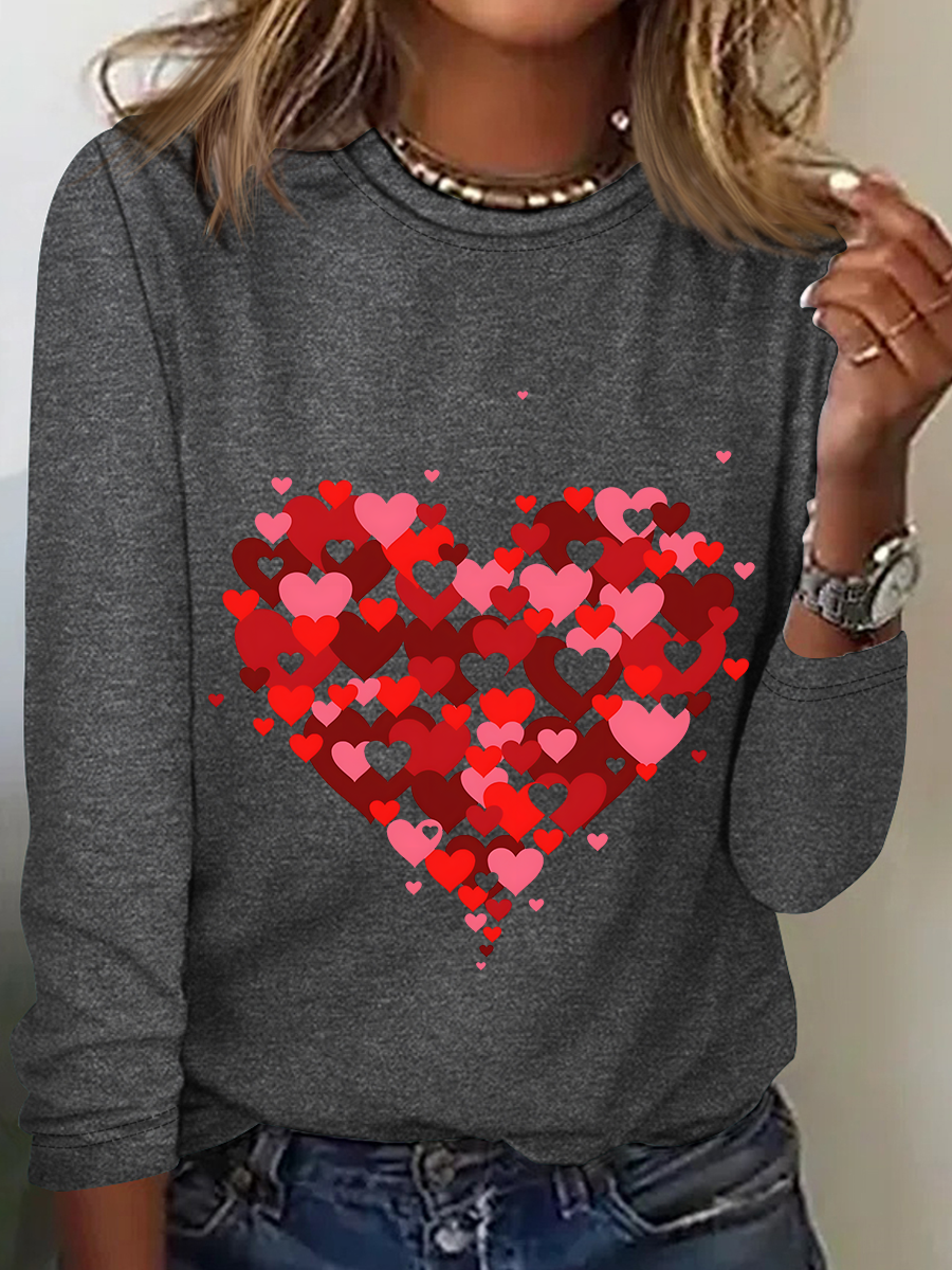 Heart Valentines Day Casual Long Sleeve Shirt