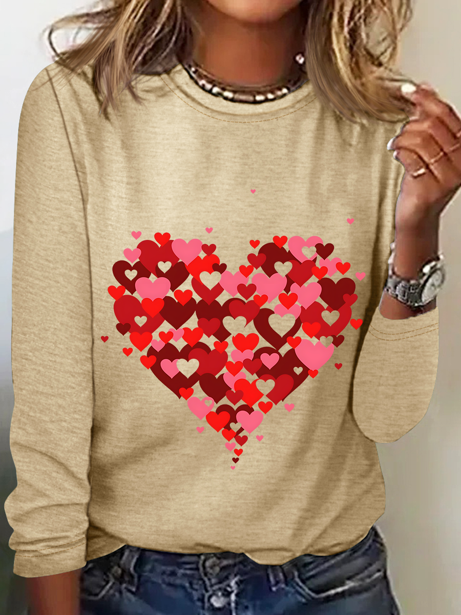 Heart Valentines Day Casual Long Sleeve Shirt