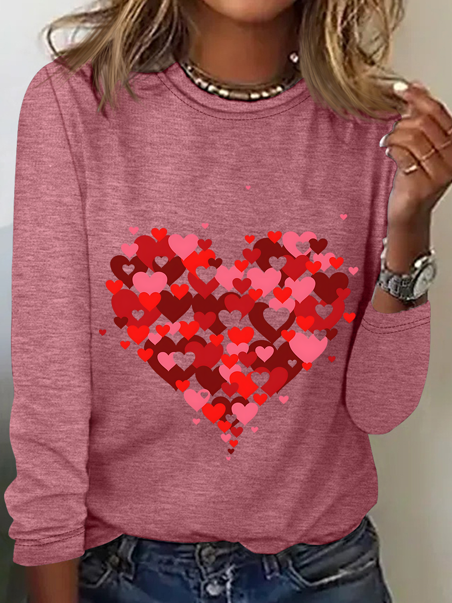 Heart Valentines Day Casual Long Sleeve Shirt