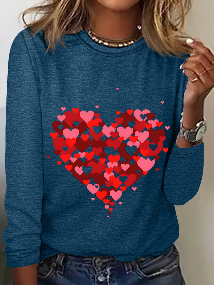 Heart Valentines Day Casual Long Sleeve Shirt