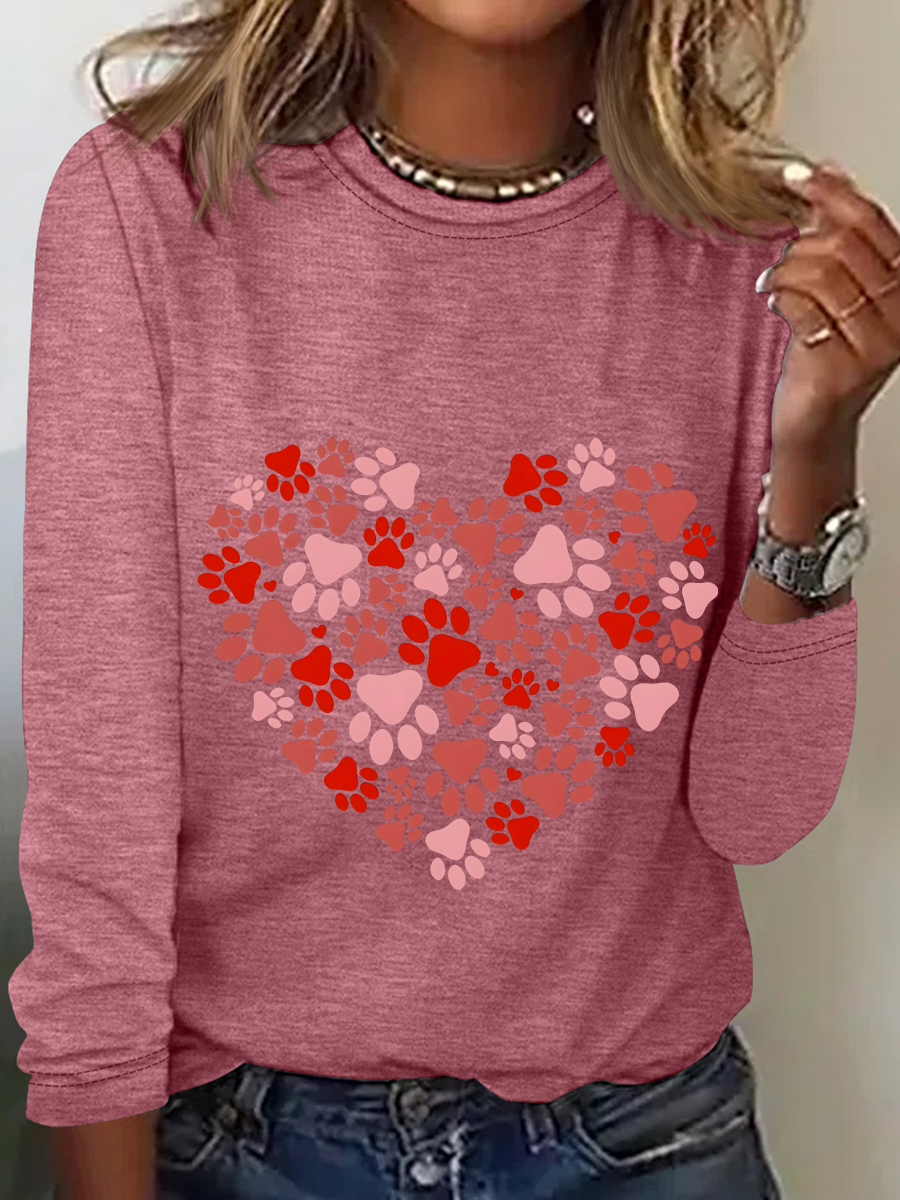 Paw Heart Casual Long Sleeve Shirt