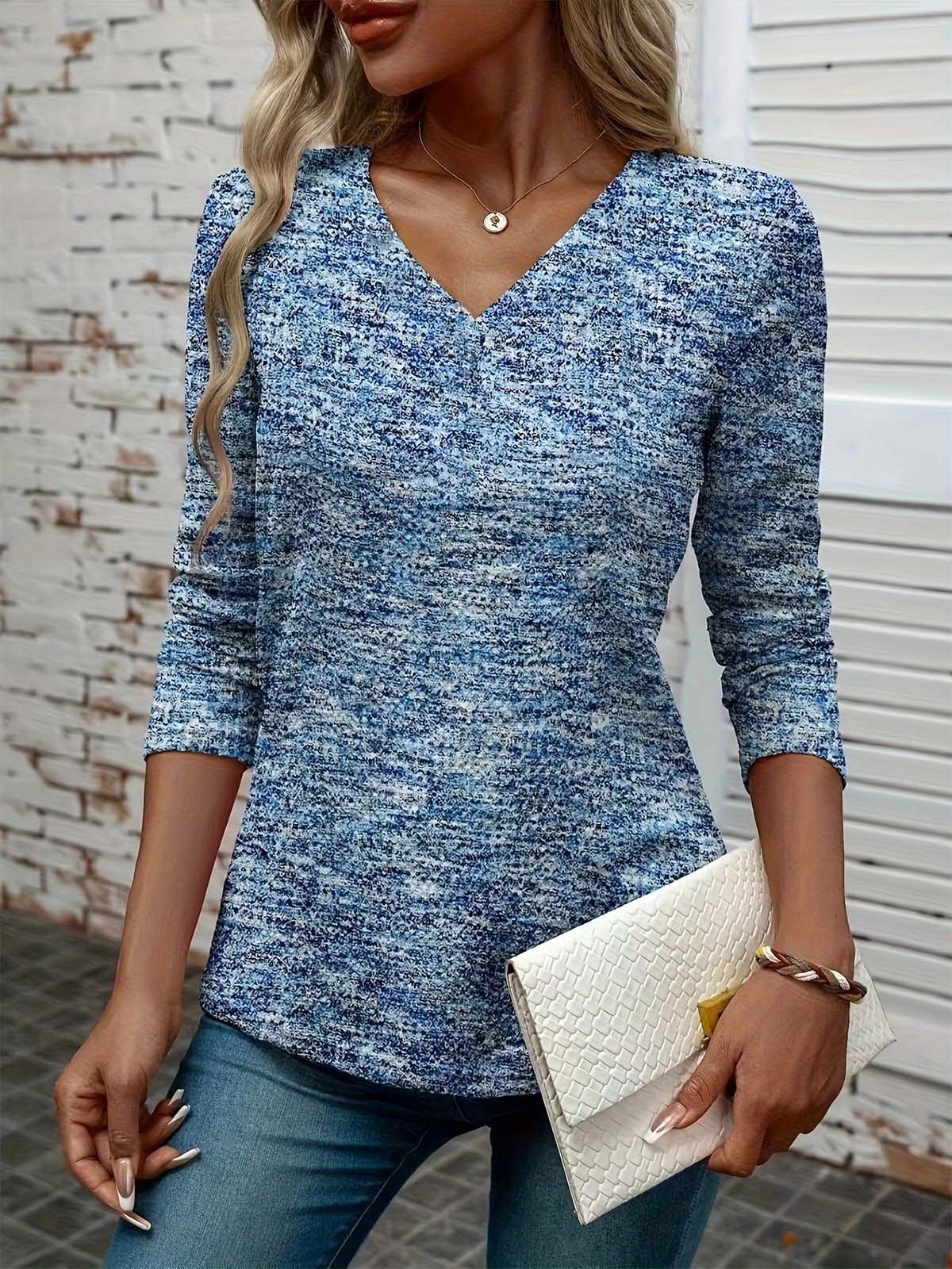 Casual V Neck Long Sleeve T-Shirt