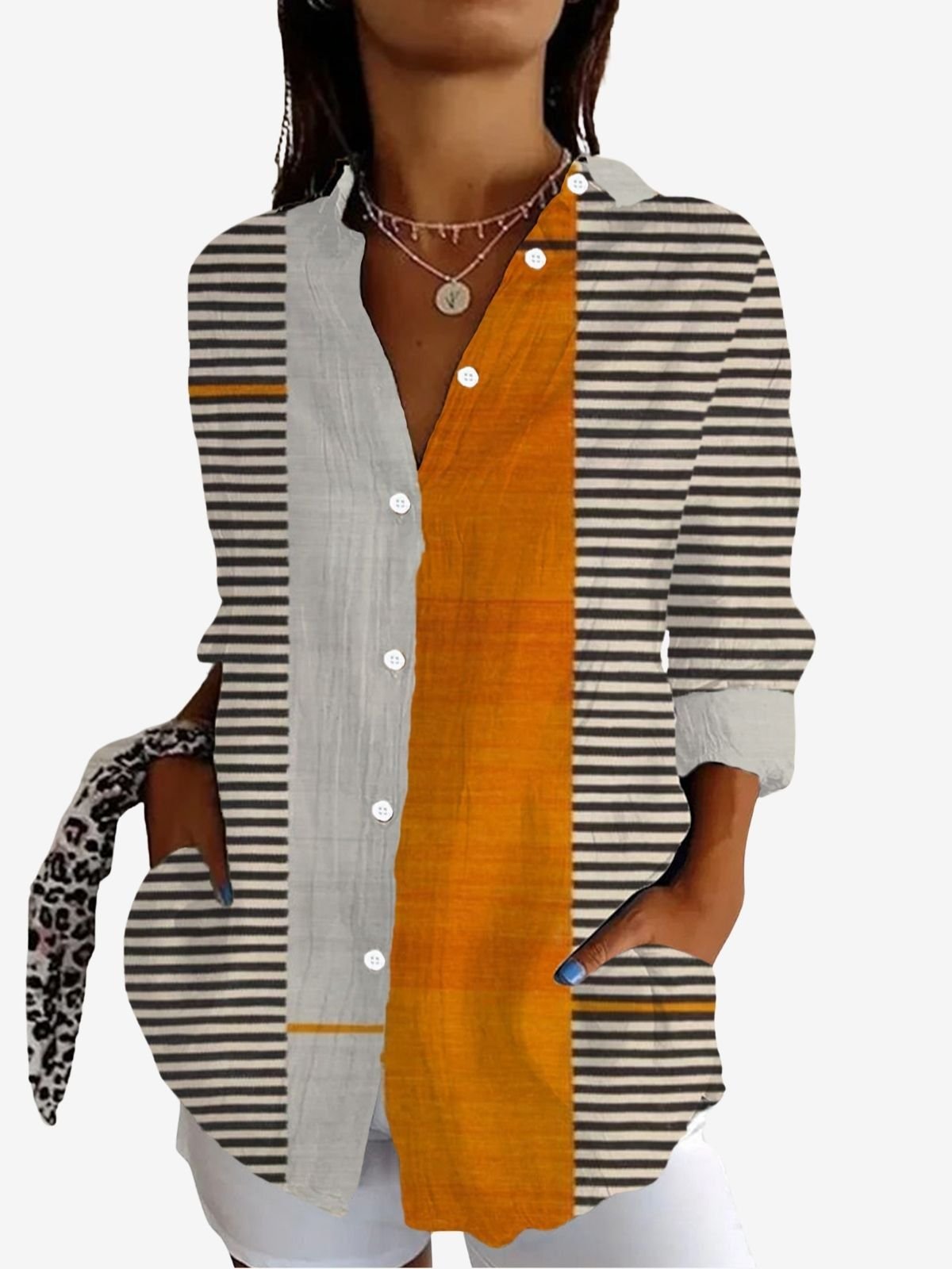 Striped Print Casual Shirt