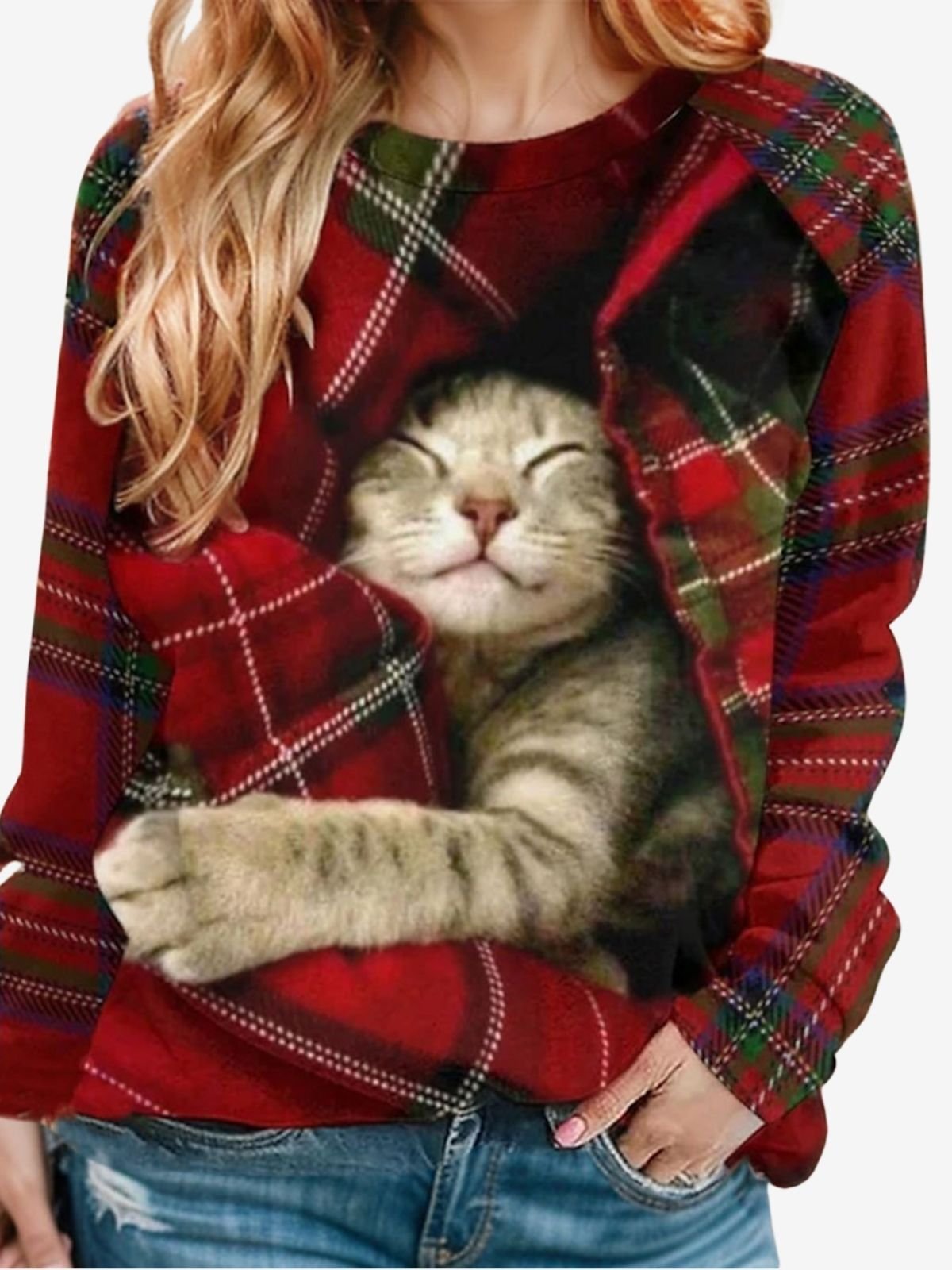 Christmas Cute Cat Casual Sweatshirt