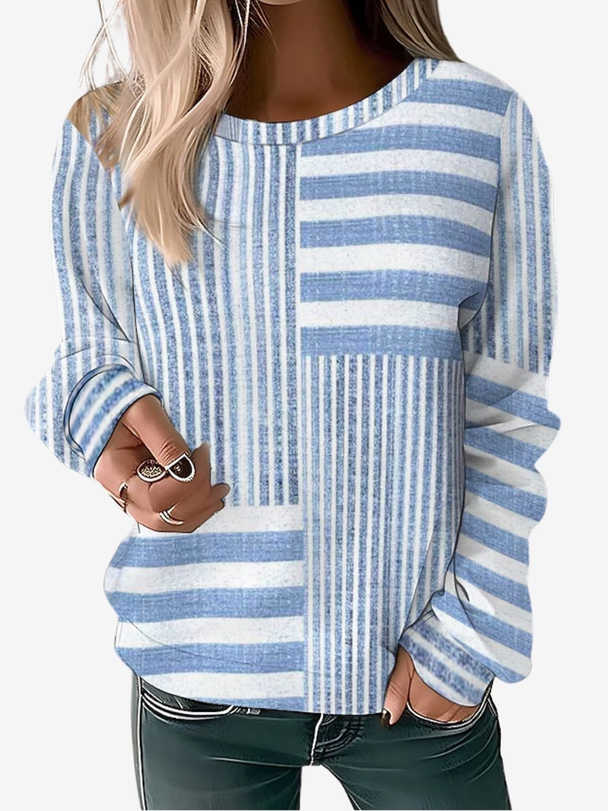 Striped Printed Casual Sweatshirt