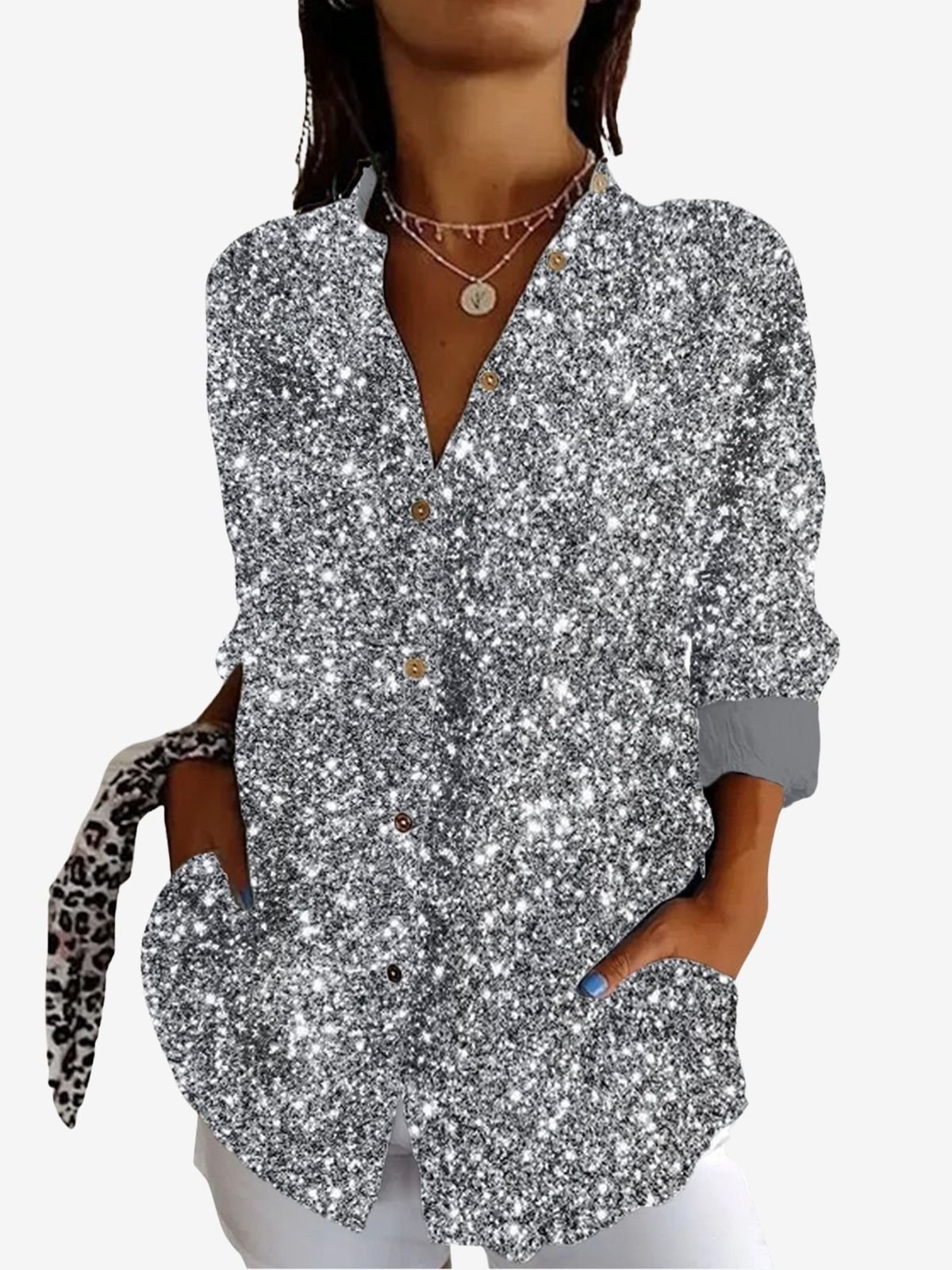 Geometric Print Long Sleeve Shirt