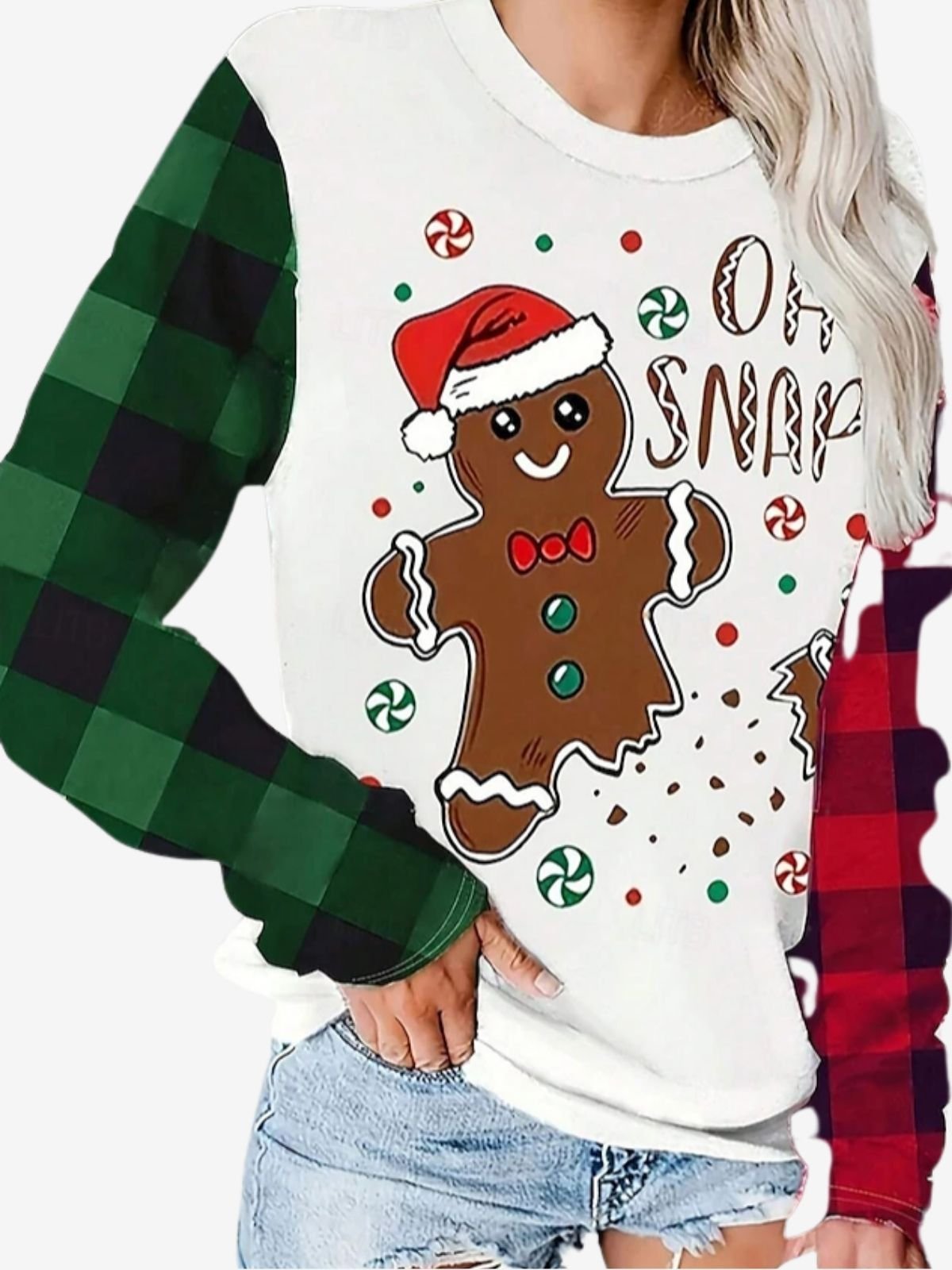 Women's Long Sleeve T-shirt Spring/Fall White Christmas Snowman Printing Jersey Crew Neck Holiday Going Out Casual Top