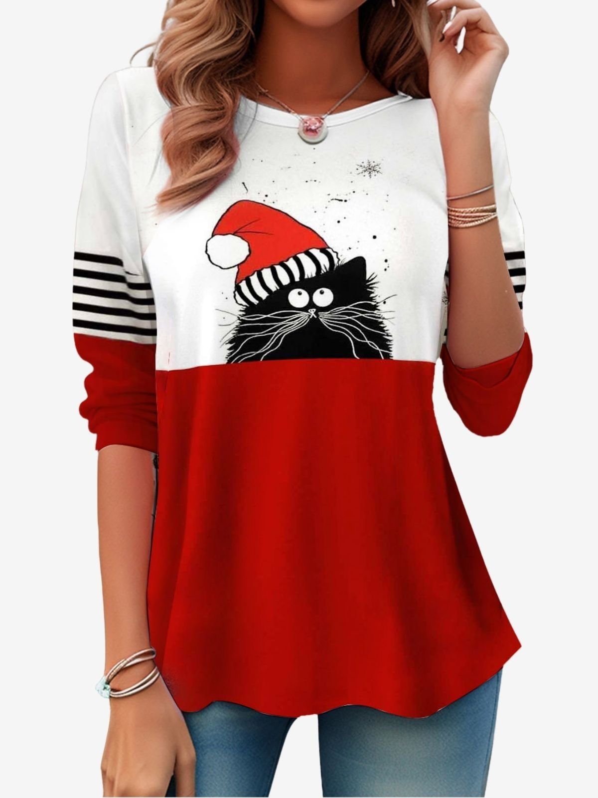 Christmas Cat Casual T-Shirt