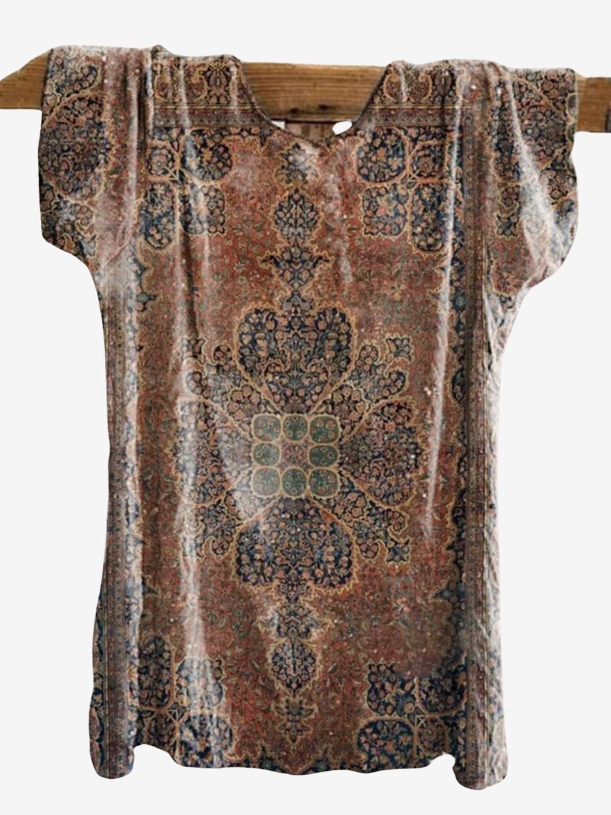 Ethnic Print Long Sleeve V-Neck T-shirt