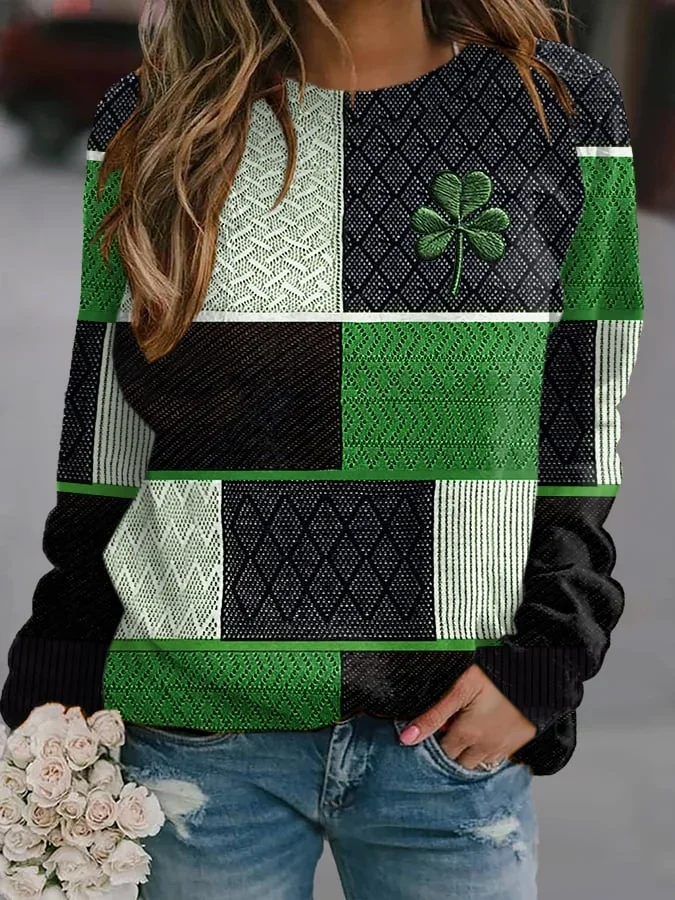 Women's St. Patrick's Day Shamrock Print Sweatshirt