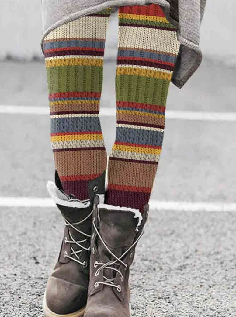 Multi colored striped sweater texture base pants