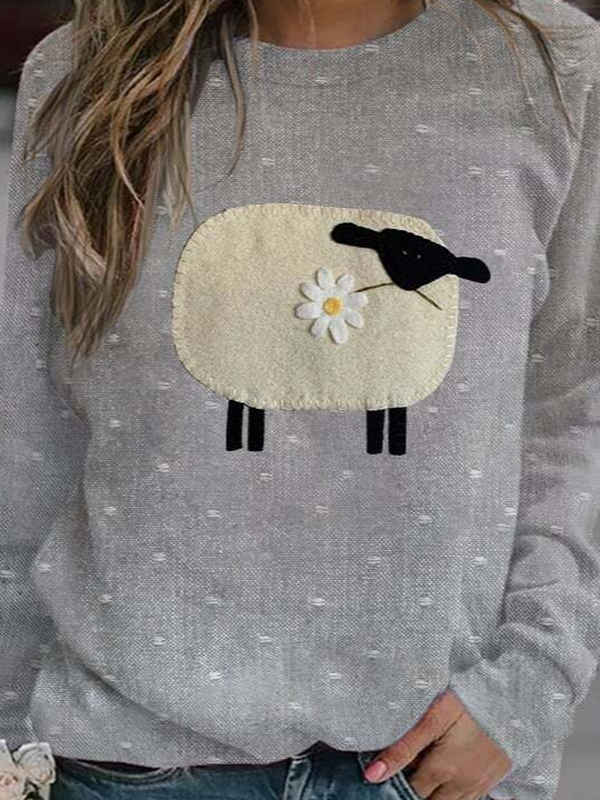 Women's Cute Jesus Sheep Print Sweatshirt