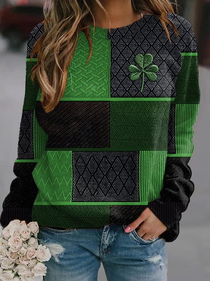 Women's St. Patrick's Day Shamrock Print Sweatshirt