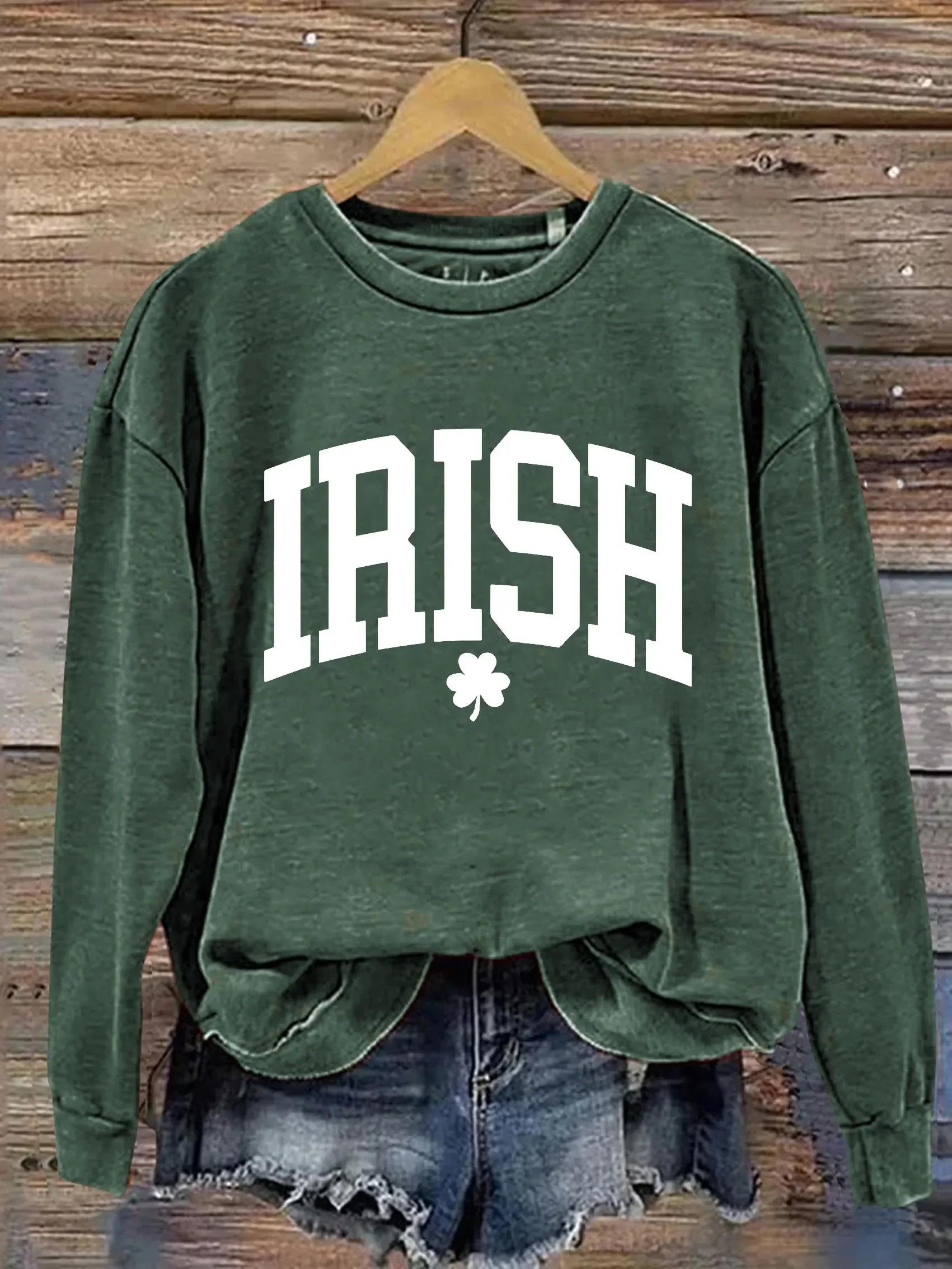 Women's St. Patrick's Day Shamrock Print Sweatshirt