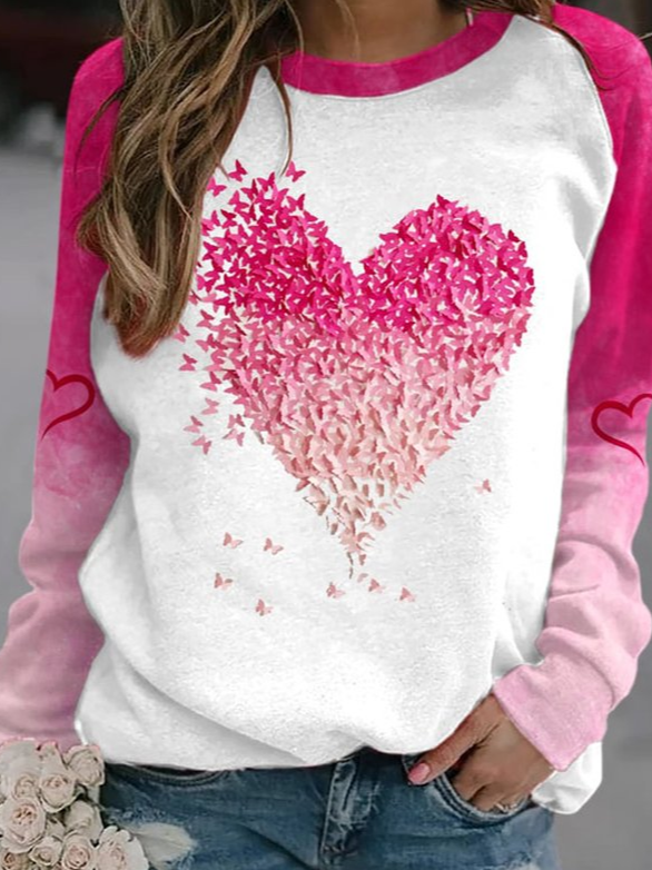 Valentine's Day Heart Long Sleeve Pullover Sweatshirt