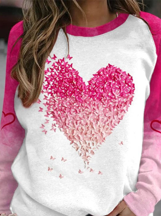 Valentine's Day Heart Long Sleeve Pullover Sweatshirt