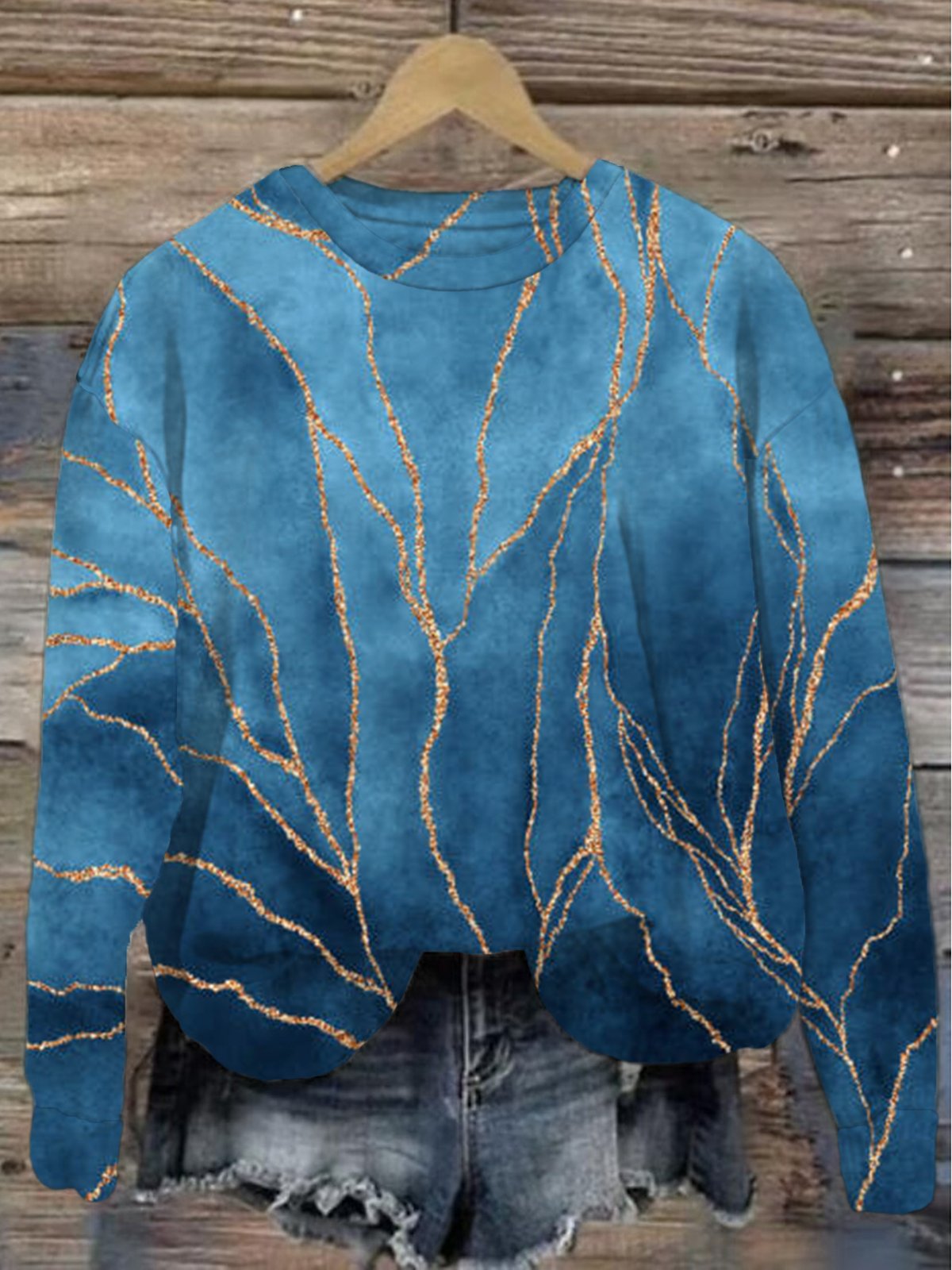 Abstract Print Long Sleeve Crew Neck Sweatshirt