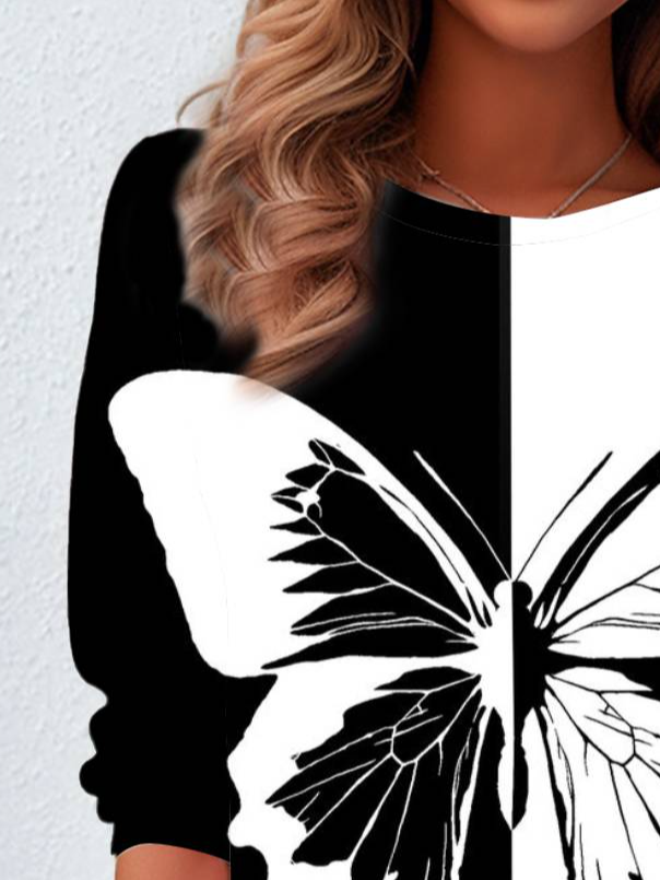 Butterfly Print Long Sleeve T-Shirts