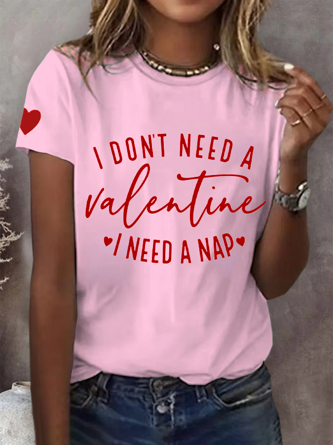 Women's Short Sleeve T-shirt Summer Valentine's Day Love Round Neck Daily Outing Casual Top