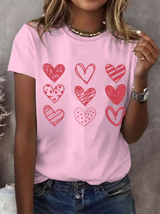 Women's Short Sleeve T-shirt Summer Valentine's Day Love Round Neck Daily Outing Casual Top