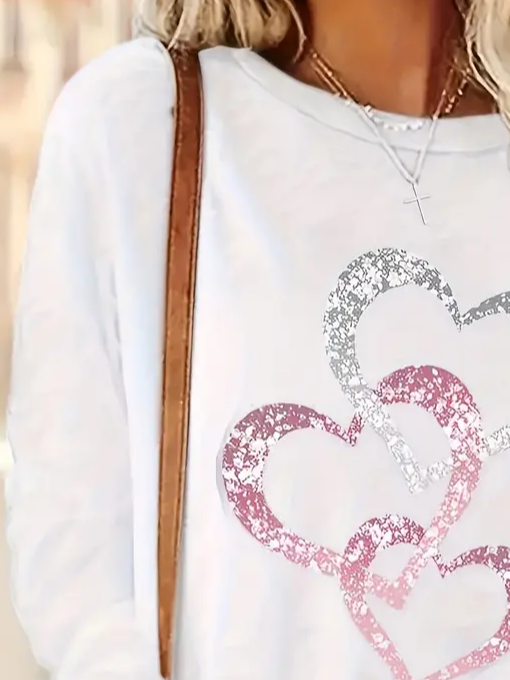 Women's Long Sleeve Valentine's Day Love Round Neck Daily Outing Casual T-Shirt