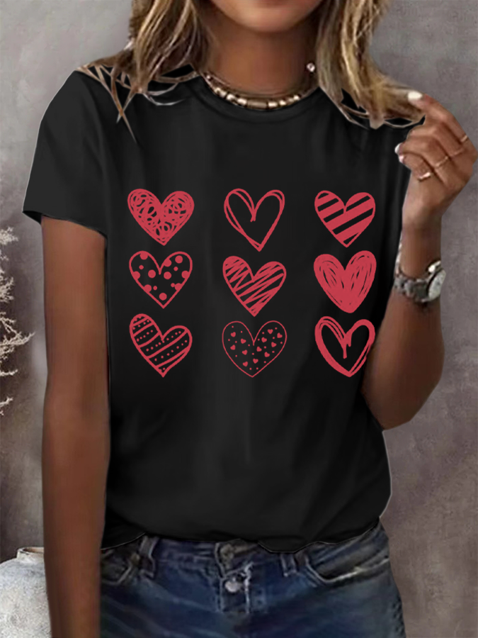 Women's Short Sleeve T-shirt Summer Valentine's Day Love Round Neck Daily Outing Casual Top