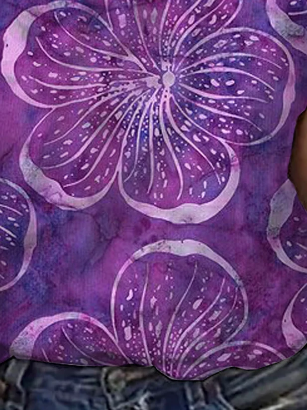 Floral Print Short Sleeve Crew Neck T-shirt
