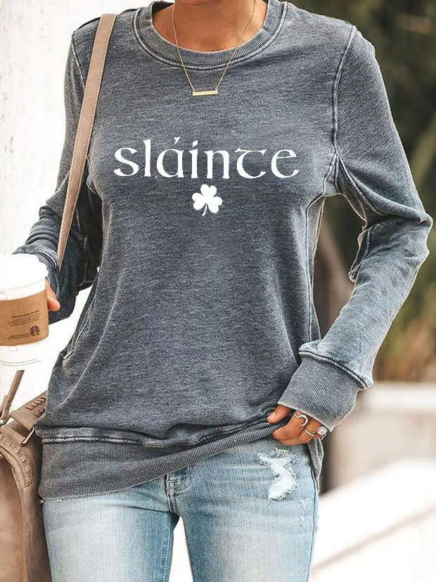 Women's Slainte St. Patrick's Day Print Sweatshirt