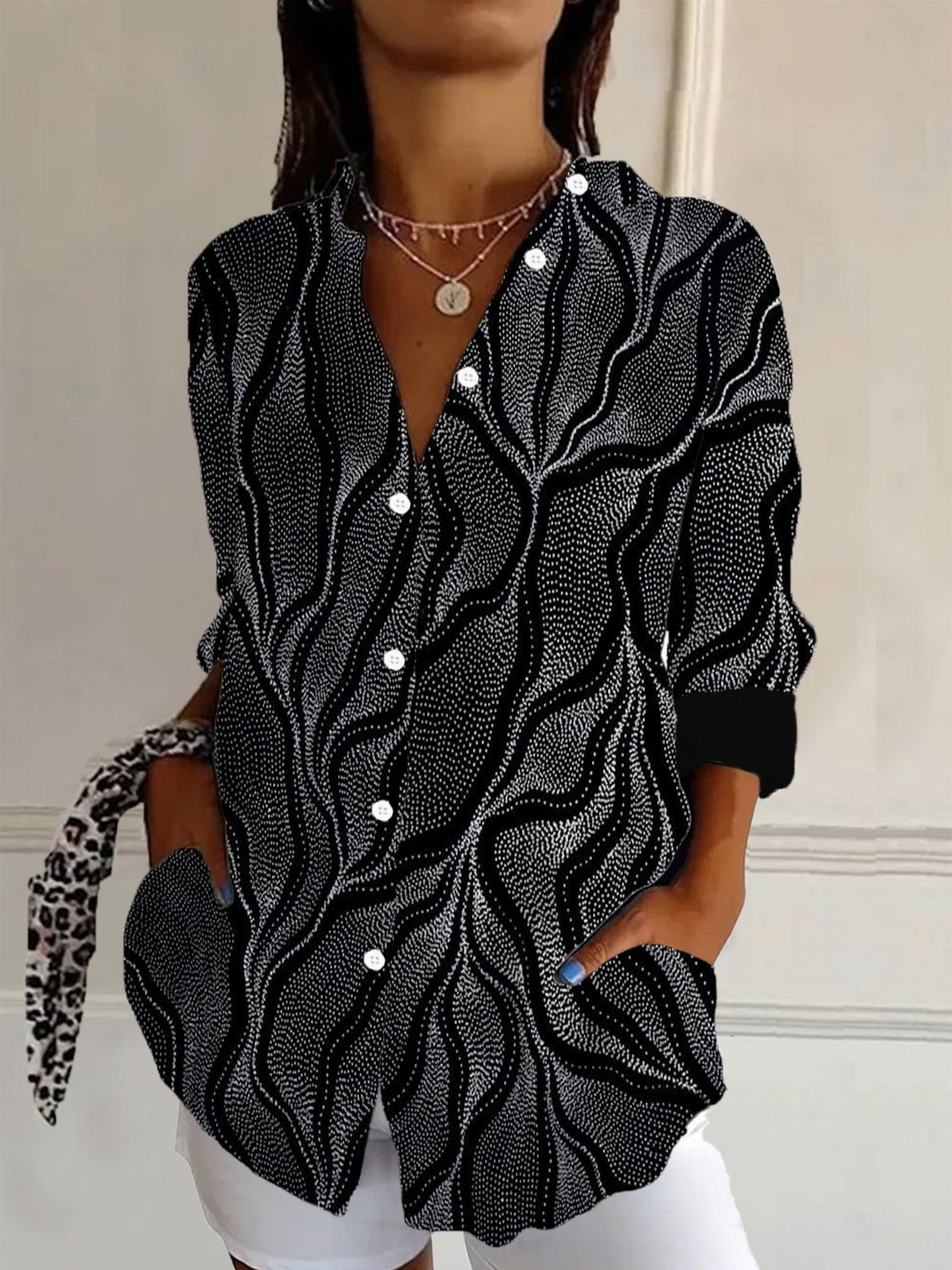 Geometric Print Long Sleeve Shirt