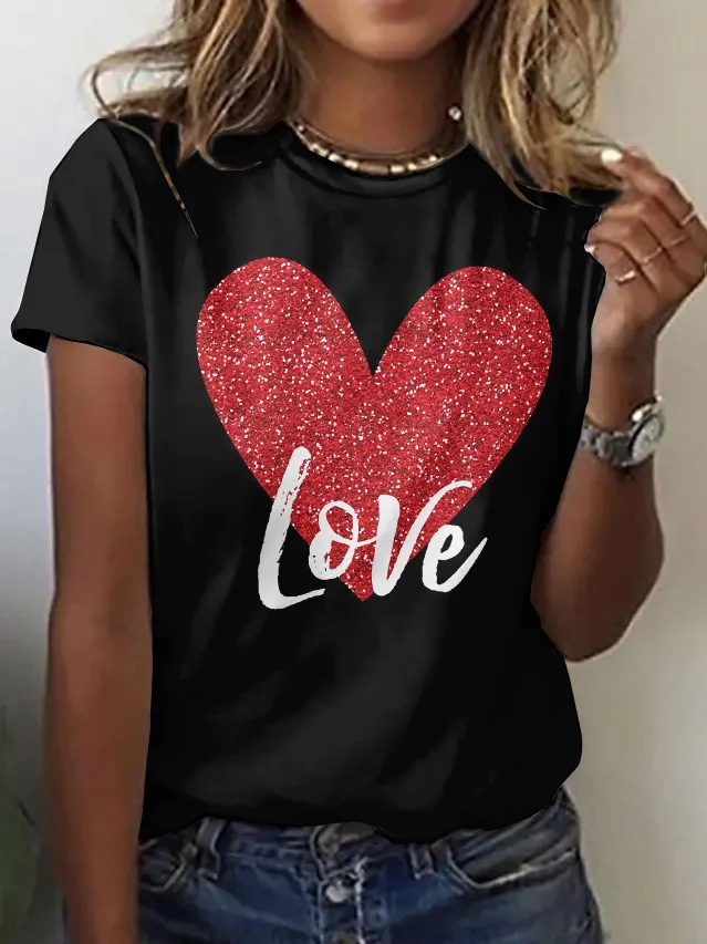 Love printed short sleeved T-shirt