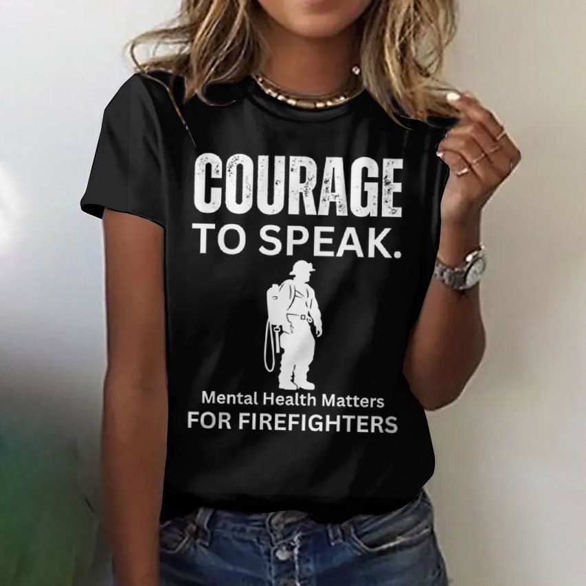 Firefighter mental health expression short sleeved T-shirt