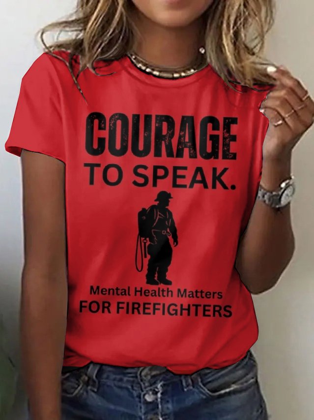 Firefighter mental health expression short sleeved T-shirt