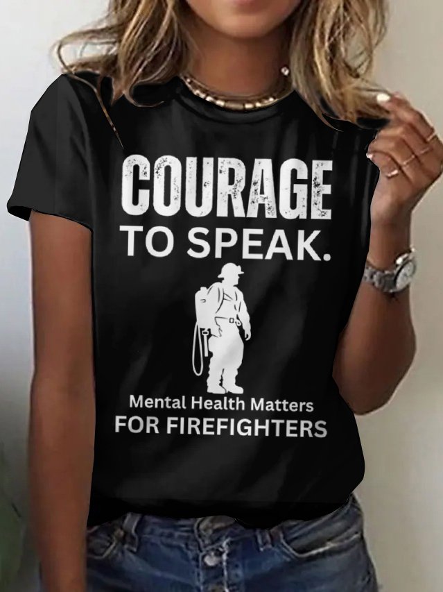 Firefighter mental health expression short sleeved T-shirt