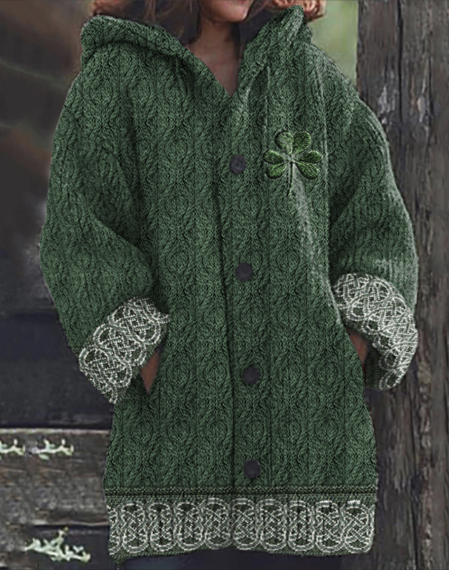 St. Patrick's Day hooded knitted sweater cardigan