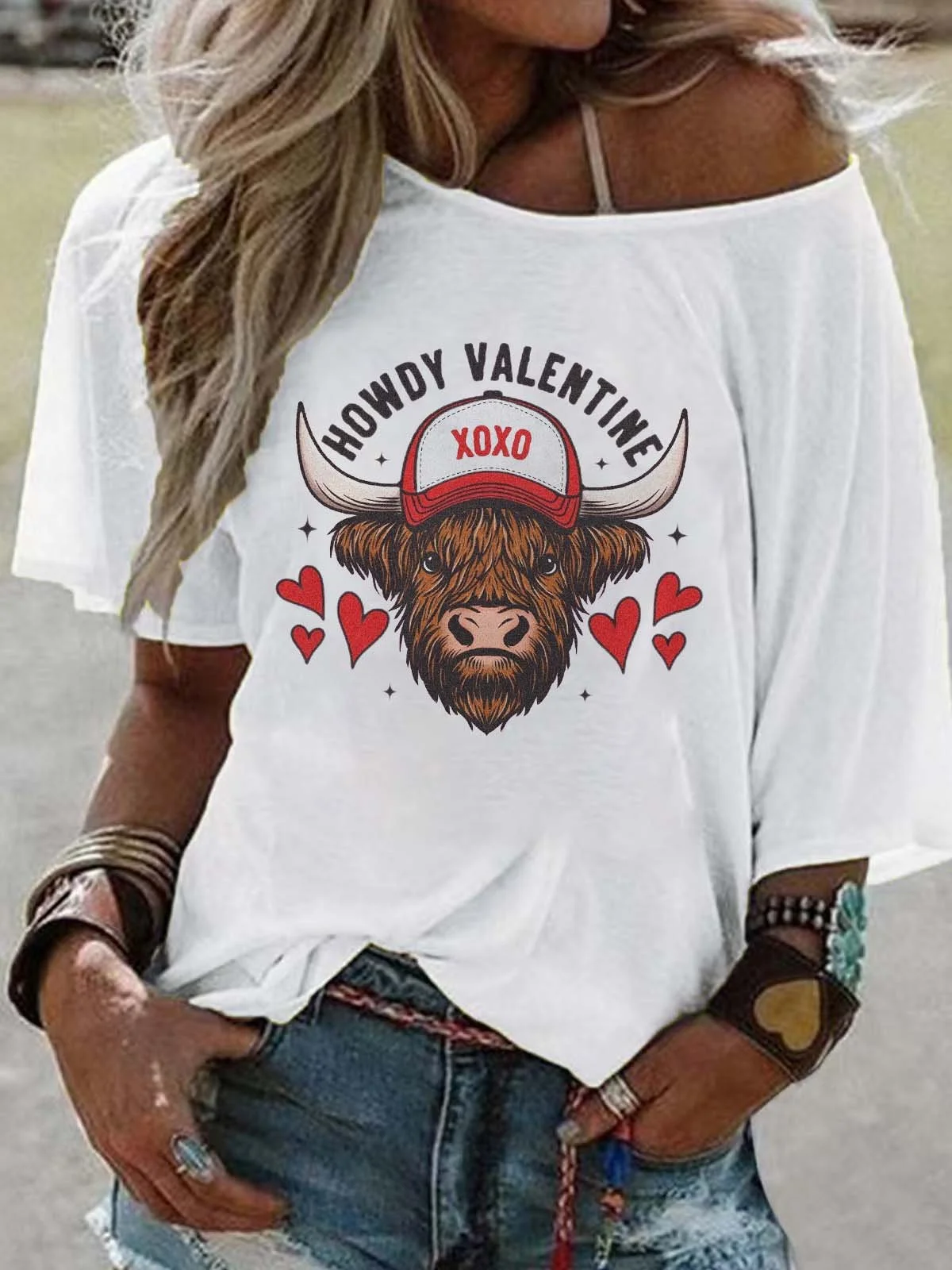 Western Style Round Neck Colored Cotton Short Sleeve T-Shirt