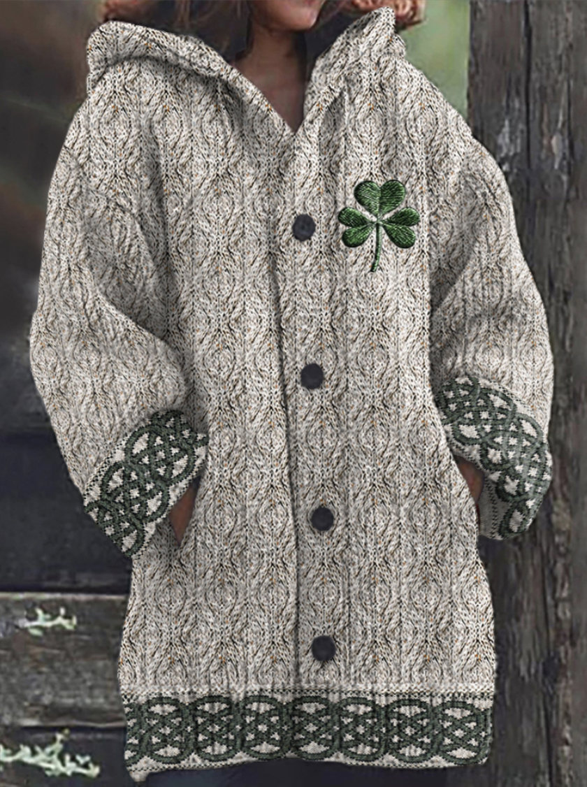 St. Patrick's Day hooded knitted sweater cardigan