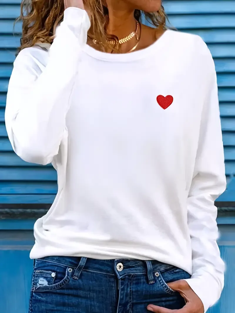 Women's Love Valentine's Day Round Neck Casual Long Sleeve T-Shirt