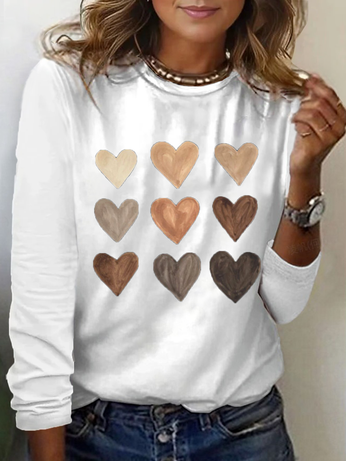 Women's Love Valentine's Day Round Neck Casual Long Sleeve T-Shirt