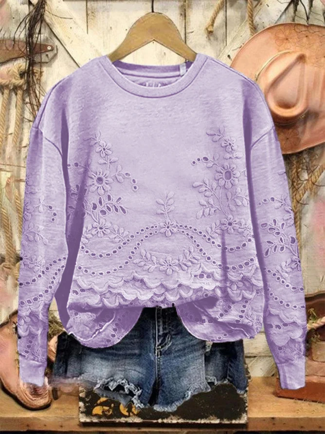 Vintage Loose 3D Printing Sweatshirt