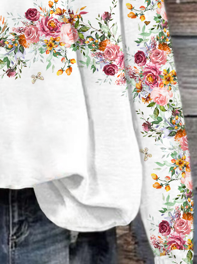 Women's Floral Spring Crew Neck Sweatshirt